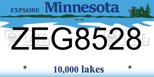 ZEG8528 Minnesota License Plate