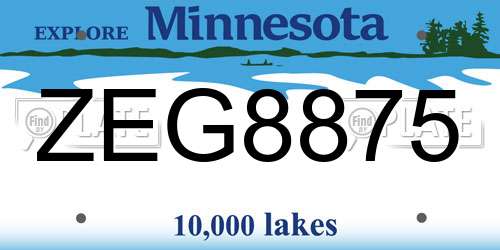 ZEG8875 Minnesota License Plate