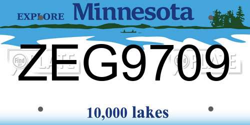 ZEG9709 Minnesota License Plate