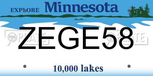 ZEGE58 Minnesota License Plate