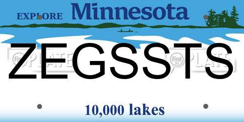 ZEGSSTS Minnesota License Plate