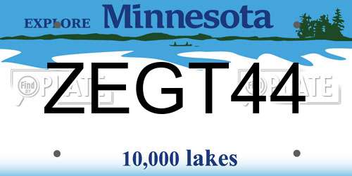 ZEGT44 Minnesota License Plate