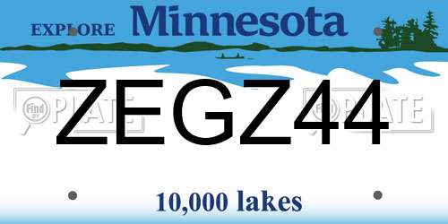 ZEGZ44 Minnesota License Plate