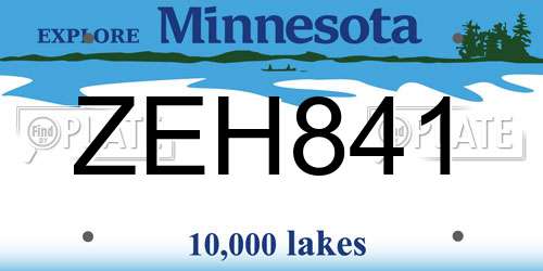 ZEH841 Minnesota License Plate