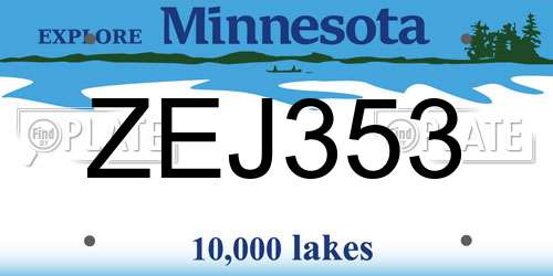 ZEJ353 Minnesota License Plate