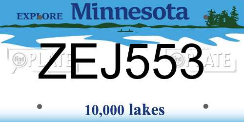 ZEJ553 Minnesota License Plate