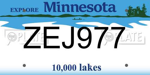 ZEJ977 Minnesota License Plate