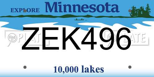 ZEK496 Minnesota License Plate