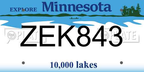 ZEK843 Minnesota License Plate