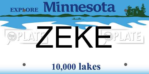 ZEKE Minnesota License Plate