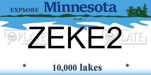ZEKE2 Minnesota License Plate