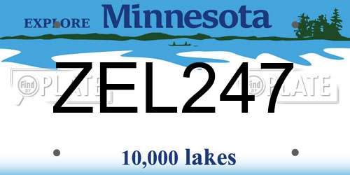 ZEL247 Minnesota License Plate