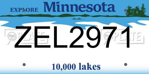 ZEL2971 Minnesota License Plate