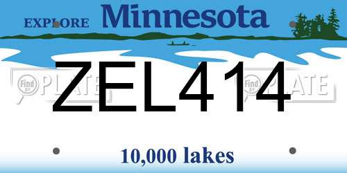 ZEL414 Minnesota License Plate