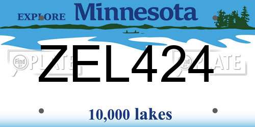 ZEL424 Minnesota License Plate