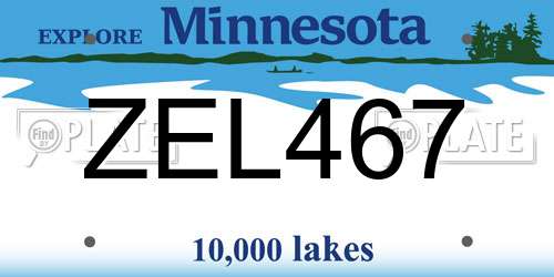 ZEL467 Minnesota License Plate