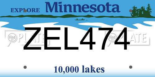 ZEL474 Minnesota License Plate