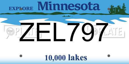 ZEL797 Minnesota License Plate