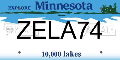 ZELA74 Minnesota License Plate