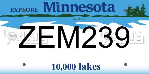ZEM239 Minnesota License Plate