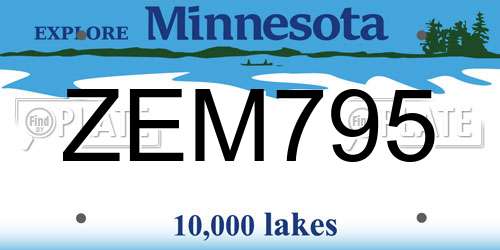 ZEM795 Minnesota License Plate