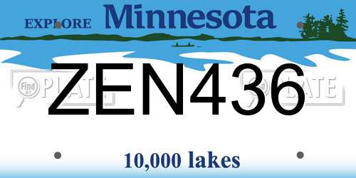 ZEN436 Minnesota License Plate