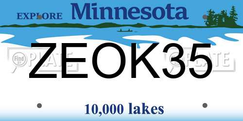 ZEOK35 Minnesota License Plate