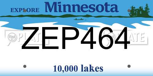 ZEP464 Minnesota License Plate
