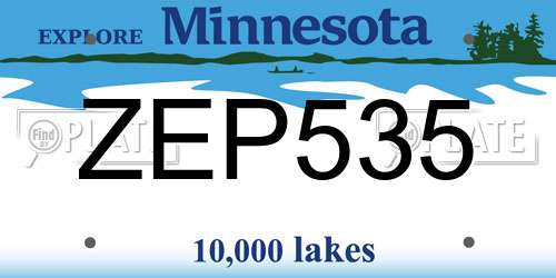 ZEP535 Minnesota License Plate