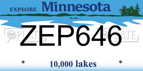 ZEP646 Minnesota License Plate