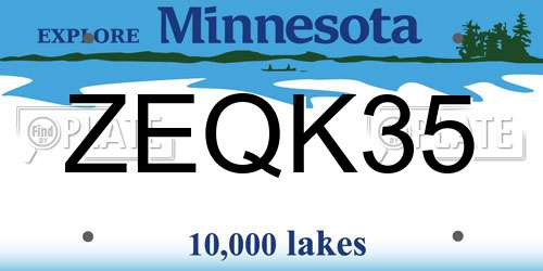 ZEQK35 Minnesota License Plate