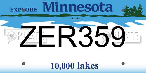 ZER359 Minnesota License Plate
