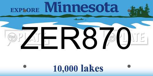 ZER870 Minnesota License Plate