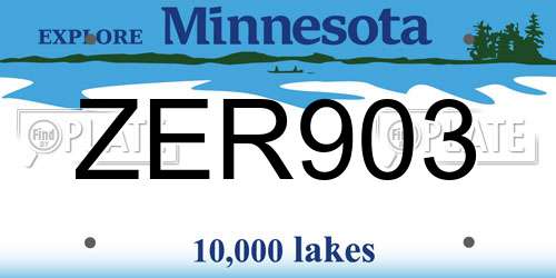 ZER903 Minnesota License Plate