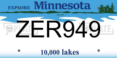 ZER949 Minnesota License Plate