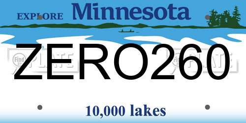 ZERO260 Minnesota License Plate