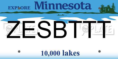 ZESBTTT Minnesota License Plate