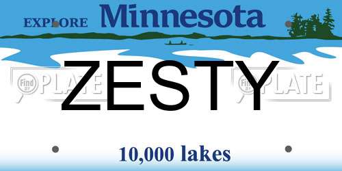 ZESTY Minnesota License Plate