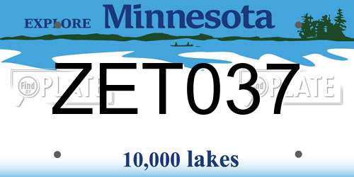 ZET037 Minnesota License Plate
