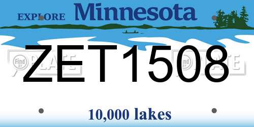 ZET1508 Minnesota License Plate