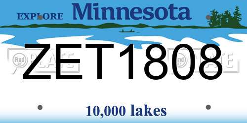 ZET1808 Minnesota License Plate