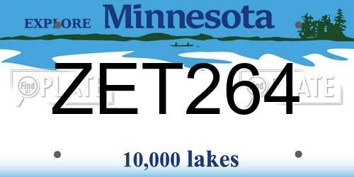 ZET264 Minnesota License Plate