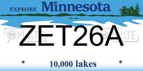 ZET26A Minnesota License Plate