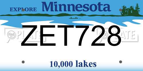 ZET728 Minnesota License Plate