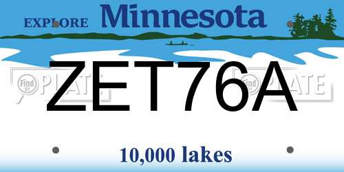 ZET76A Minnesota License Plate