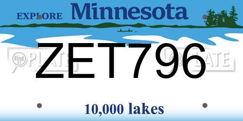 ZET796 Minnesota License Plate