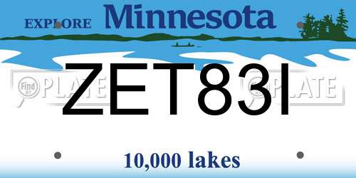 ZET83I Minnesota License Plate