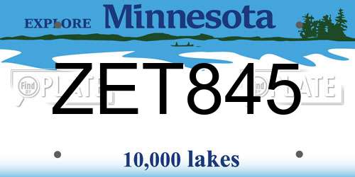 ZET845 Minnesota License Plate