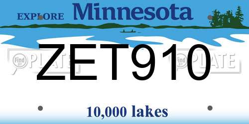 ZET910 Minnesota License Plate