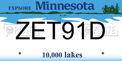 ZET91D Minnesota License Plate